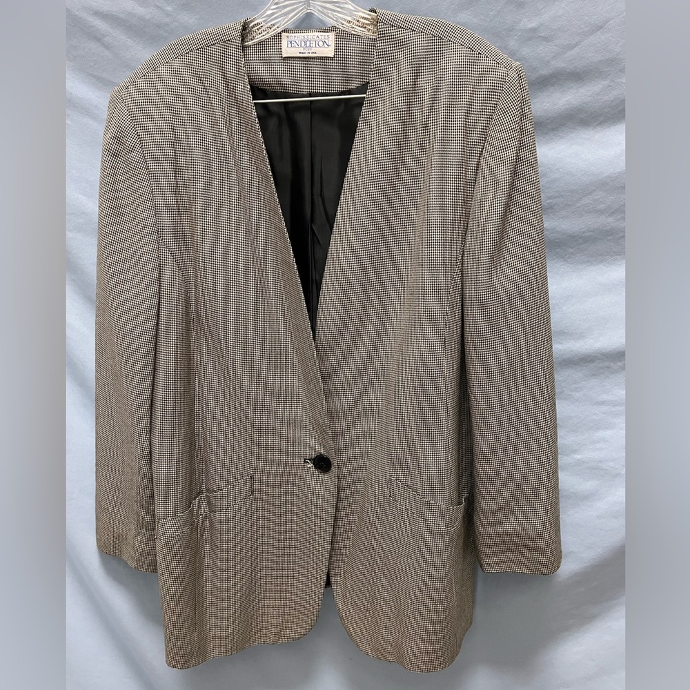 Pendleton Sophisticates Classic Houndstooth Black… - image 1